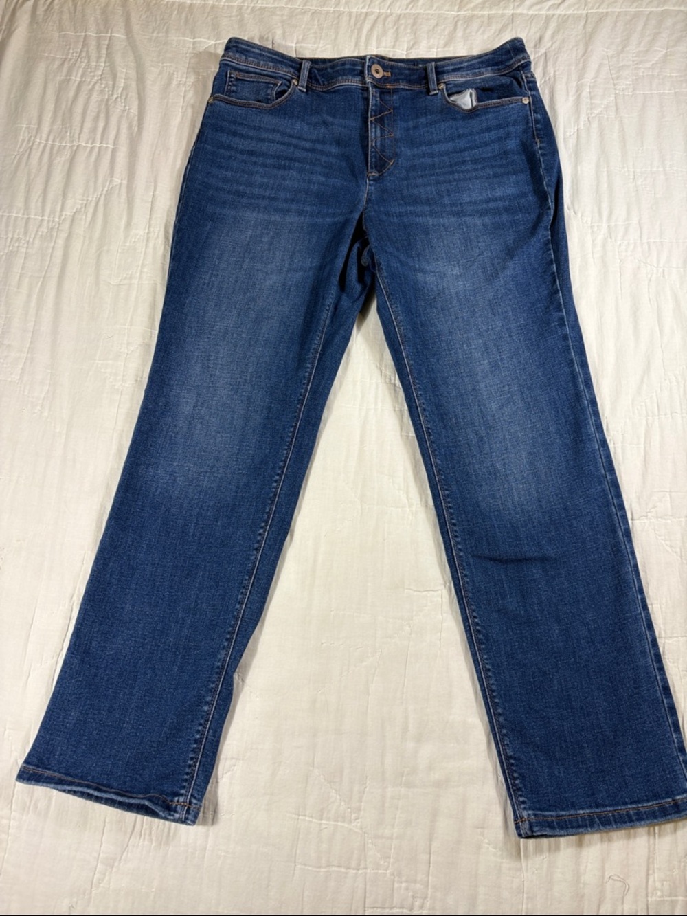 J.Jill High-Rise Straight-Leg Petite Jeans - Blue,‎ Size 12P